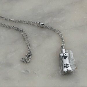 NEW Stainless Steel Doggy Bone Cremation Urn Necklace